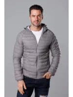 Šedá pánska prešívaná bunda s kapucňou (HM112-3)