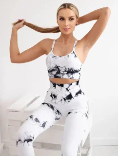 Fitness set top + legíny push up biely