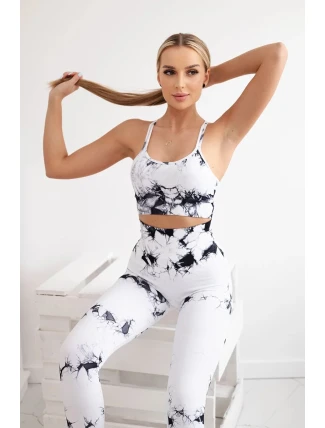 Fitness set top + legíny push up biely