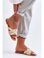 Damskie Materiałowe Klapki Beżowe Aversa