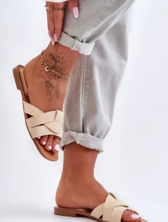 Damskie Materiałowe Klapki Beżowe Aversa