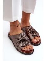 Klapki Damskie Na Płaskim Obcasie Miedziane Nelvira