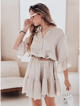 Letné mušelínové šaty LYVONNE light beige FashionStreet EY2615 Letné mušelínové šaty LYVONNE light beige FashionStreet EY2615