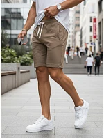 Pánske teplákové šortky so šnúrkou, tmavo béžové, FashionStreet SX2624 Pánske teplákové šortky so šnúrkou, tmavo béžové, FashionStreet SX2624
