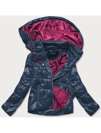 Modro-ružová dámska bunda s farebnou kapucňou (BH2005)