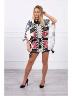 Netopierie šaty s viazaním v páse ecru