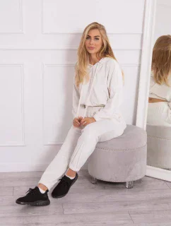 Velúrová súprava s kapucňou ecru