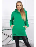 Zateplená mikina s dlhším zadným dielom svetlozelená