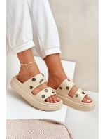 Piankowe Klapki Damskie Z Przypinkami Beżowe Ravanala