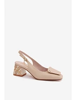 Kožené topánky na podpätku so zdobením Artiker 58C0672 Beige