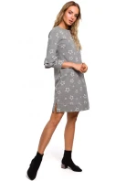 Šaty áčkového strihu s potlačou a volánovými rukávmi M445 - Moe