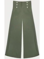 Elegantné široké dámske nohavice v khaki farbe (33575) Elegantné široké dámske nohavice v khaki farbe (33575)
