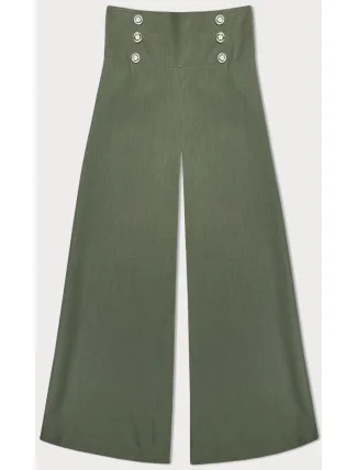 Elegantné široké dámske nohavice v khaki farbe (33575) Elegantné široké dámske nohavice v khaki farbe (33575)