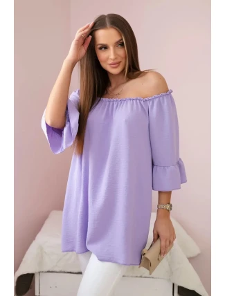 Španielska blúzka s volánikmi na rukáve svetlo fialová Španielska blúzka s volánikmi na rukáve svetlo fialová