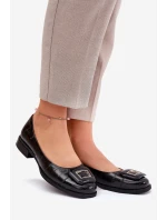 Skórzane Baleriny Z Ozdobą D&A MK51-059 Czarne