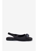 Sandały Damskie Płaskie Z Kryształkami S.Barski KV51-079 Czarne