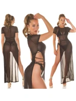Dámske sexi plážové šaty zo sieťoviny s XXL rozparkom 210221 black - Koucla Dámske sexi plážové šaty zo sieťoviny s XXL rozparkom 210221 black - Koucla