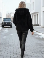 Dámska kožušinová bunda s kapucňou čierna FashionStreet TY5271