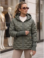 Dámska prešívaná bunda s kapucňou, zelená, FashionStreet TY5869 Dámska prešívaná bunda s kapucňou, zelená, FashionStreet TY5869