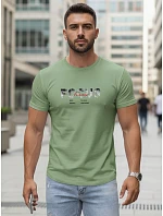 Pánske tričko s veľkým nápisom, bavlnené, zelené, FashionStreet NX5137R Pánske tričko s veľkým nápisom, bavlnené, zelené, FashionStreet NX5137R
