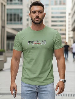 Pánske tričko s veľkým nápisom, bavlnené, zelené, FashionStreet NX5137R