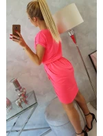 Šaty s obálkou dole ružové neónové