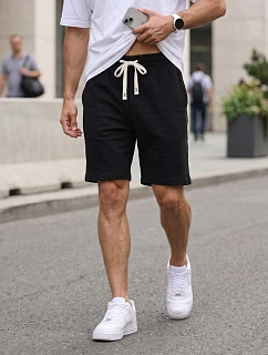 Pánske čierne teplákové šortky FashionStreet SX2632