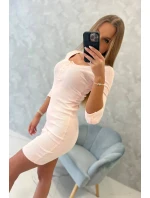 Šaty s gombíkovým výstrihom púdrovo ružové