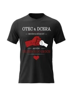 Dámské  bavlněné tričko s potiskem - OTEC & DCERA - černé