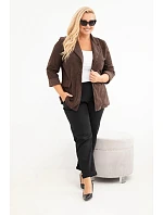 Dámske sako Plus Size z manšestru s klopami a vreckami, hnedé Dámske sako Plus Size z manšestru s klopami a vreckami, hnedé