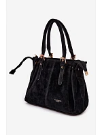 Kožená kabelka z ekologického semiše černá Vessia