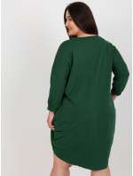 Tmavo zelené šaty vo väčšej veľkosti s 3/4 rukávmi