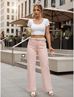 Dámske džínsy s vysokým pásom a širokými nohavicami ružové FashionStreet UY2966