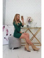 Šaty s gombíkovým výstrihom tmavo zelené