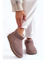 Damskie Zamszowe Niskie Śniegowce Szare Shelie