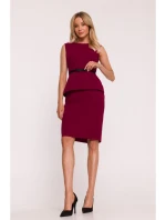 S427 Peplum šaty - bordové