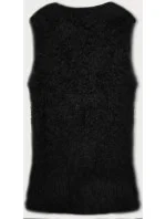 Čierna kožušinová vesta s dlhými vlasmi (1402)