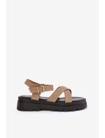 Sandały Damskie Na Platformie Z Eko Skóry Khaki Gevinniser