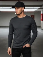 Pánske tmavosivé tričko FashionStreet s dlhým rukávom LX0561 Pánske tmavosivé tričko FashionStreet s dlhým rukávom LX0561
