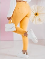 CLARET dámske džínsové nohavice s opaskom žlté FashionStreet UY2454