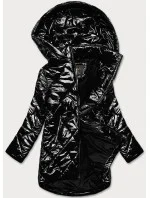 Lesklá čierna prešívaná dámska bunda (LD7259BIG)