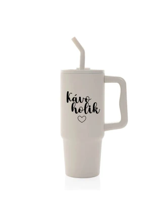 KÁVOHOLIK - béžový cestovní termohrnek 900 ml
