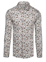 Pánska kvetinová biela košeľa FashionStreet DX2667 Pánska kvetinová biela košeľa FashionStreet DX2667