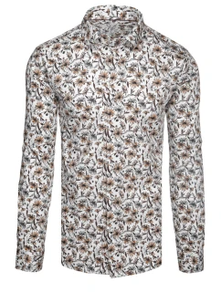 Pánska kvetinová biela košeľa FashionStreet DX2667