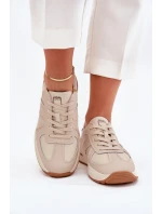Skórzane Damskie Buty Sportowe Sneakersy Daniel Lopez Just Dare SS2D4043 Beżowe
