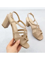 Béžové dámske sandále na podpätku Sergio Leone SK884