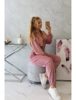 Velúrová súprava s kapucňou tmavo púdrovo ružová Velúrová súprava s kapucňou tmavo púdrovo ružová