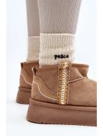 Śniegowce Na Platformie Ze Wzorem Jasnobrązowe Udra