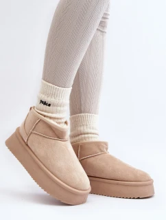 Damskie Śniegowce Na Grubej Podeszwie Beżowe Caliksa