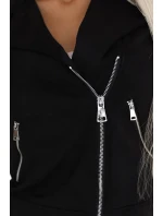 481-2 Semišová košeľa s dlhými rukávmi a zipsami - ČIERNA